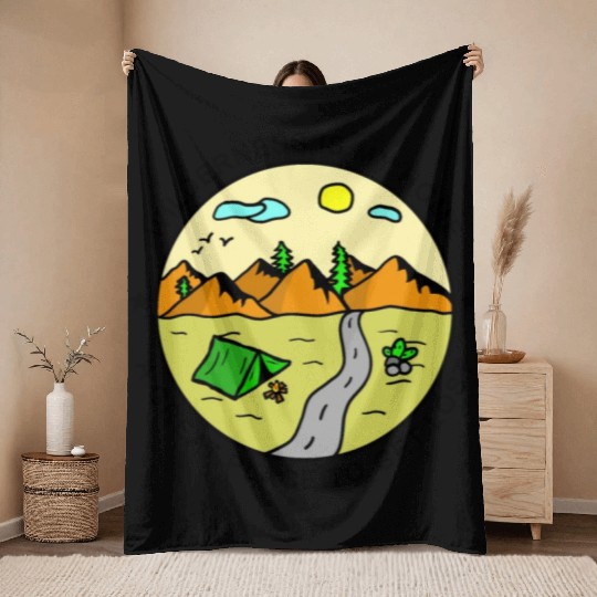 Wilderness Trekking Camping Nature Lover Quote Throw Blankets
