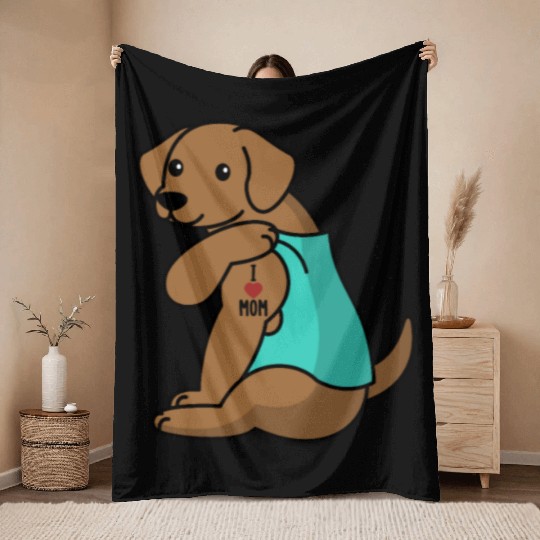 I Love Mom Tattoo Vizsla Throw Blankets