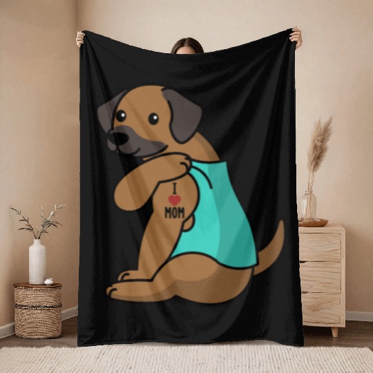 I Love Mom Tattoo Rhodesian Ridgeback Throw Blankets