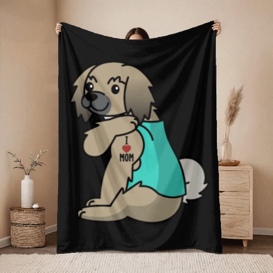I Love Mom Tattoo Pekingese Throw Blankets