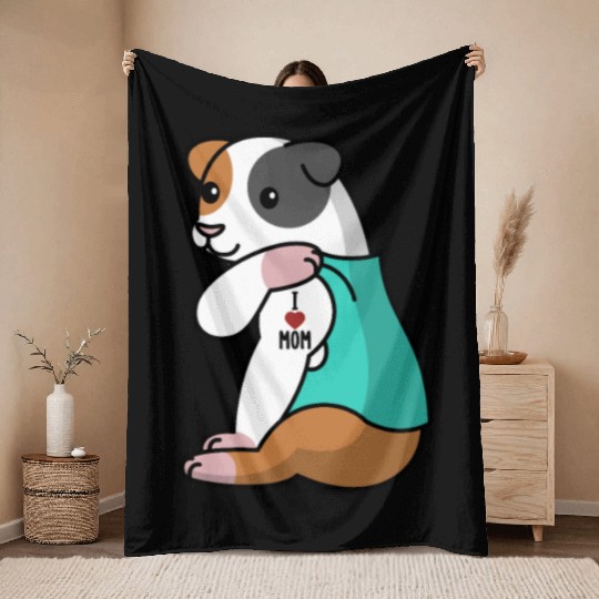 I Love Mom Tattoo Guinea Pig Throw Blankets
