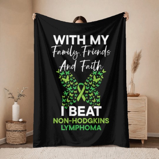 I Beat Non-Hodgkin Lymphoma Cancer Survivor Throw Blankets