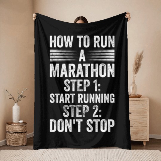 How To Run Marathon - Marathon Racer Throw Blankets