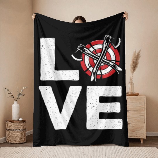 Love Axe Throwing - Funny Ax Thrower Throw Lover Throw Blankets
