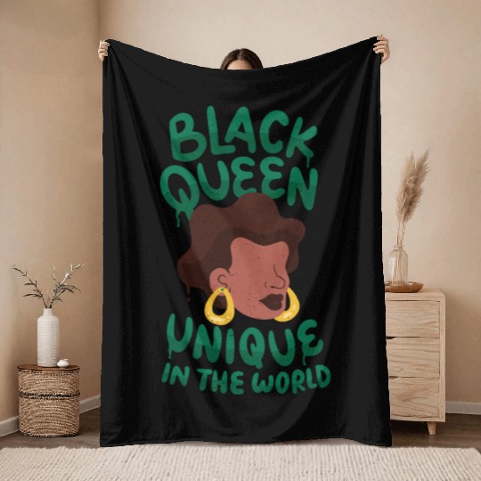 Black unique in the world Queen Black queen unique Throw Blankets
