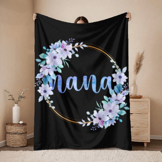 Nana Flowers Cute Gardening Grandma Throw Blankets
