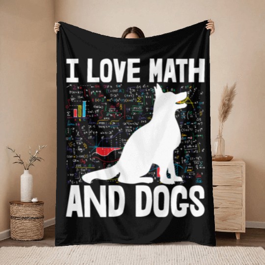 I Love Math & Dogs Throw Blankets