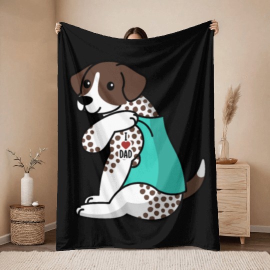 I Love Dad German Shorthaired Pointer Throw Blankets
