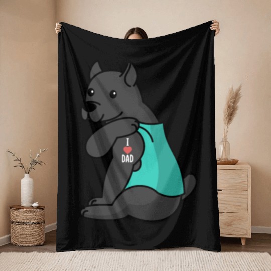 I Love Dad Cane Corso Throw Blankets