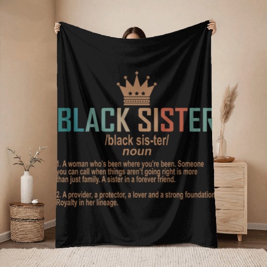 Black Sister Definition Vintage Throw Blankets