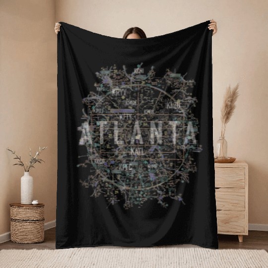 Atlanta Pilot Aviation Air Traffic Control Airspac Throw Blankets