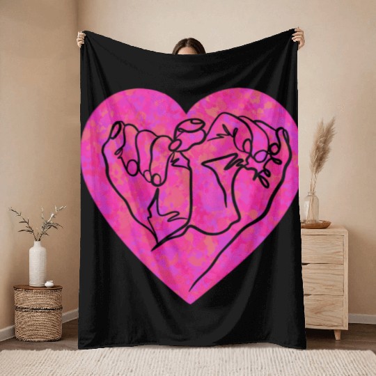 Hands gesture in heart shape girly Throw Blankets