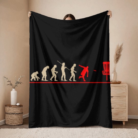 Disc Golf Evolution Frolf Frisbee Gift Discgolf Throw Blankets