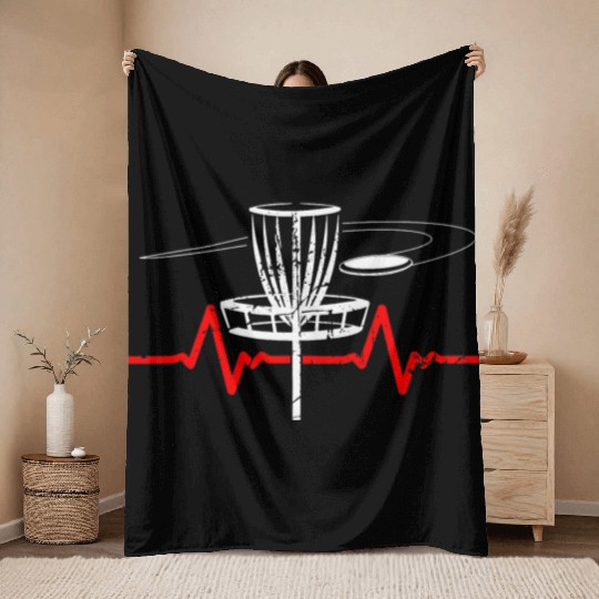 Disc Golf Heartbeat Ultimate Frisbee Sports Throw Blankets
