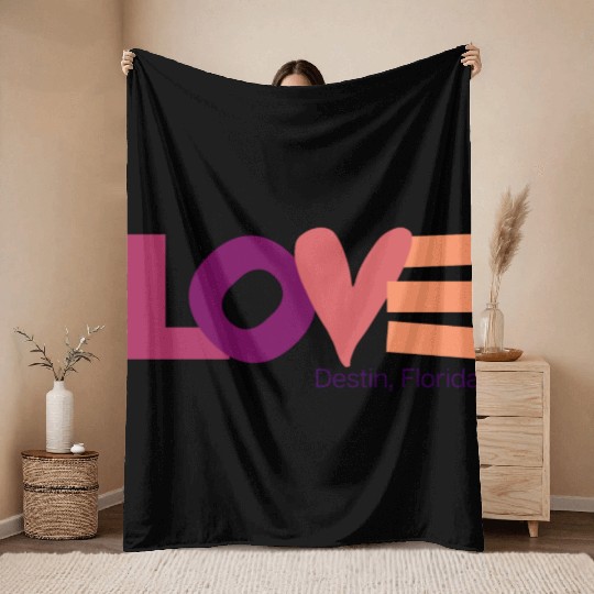 LOVE LOGO Multi Color Logo Throw Blankets