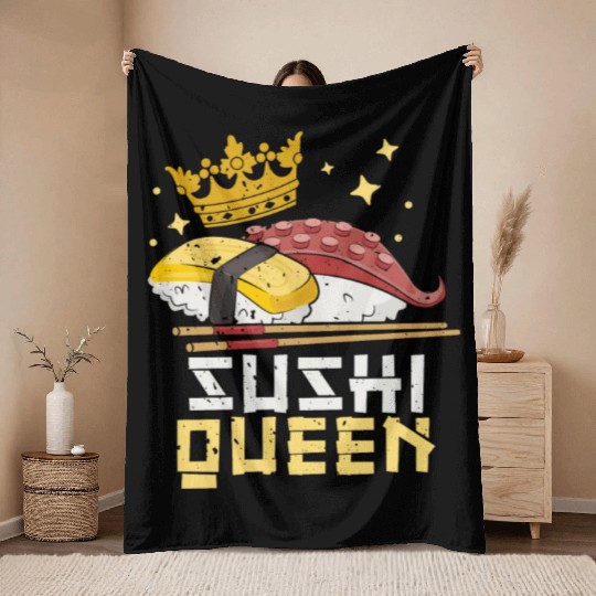 Sushi Queen Sushi Lover Japan Japanese Food Throw Blankets