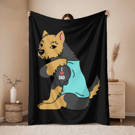 I Love Dad Yorkshire Terrier Throw Blankets