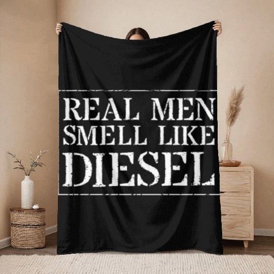Mechanic Trucker Farmer Throw Blankets Real Men Smell Like