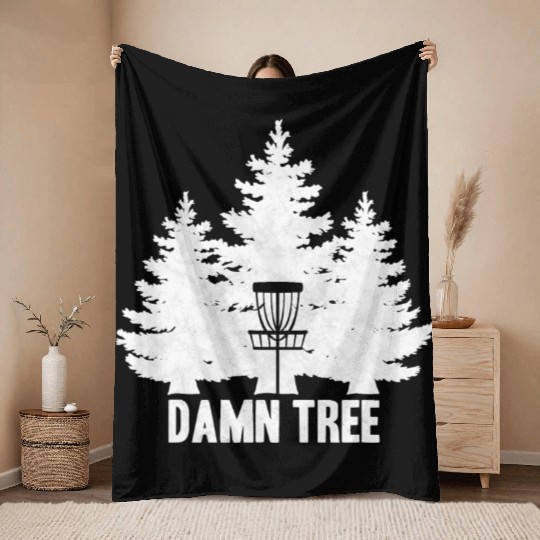 Disc Golf Stupid Tree Throw Blankets I Men Women Gift