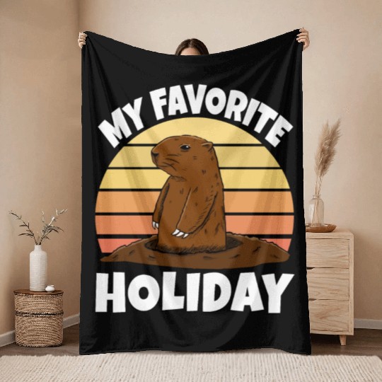 My Favourite Holiday Groundhog Throw Blankets