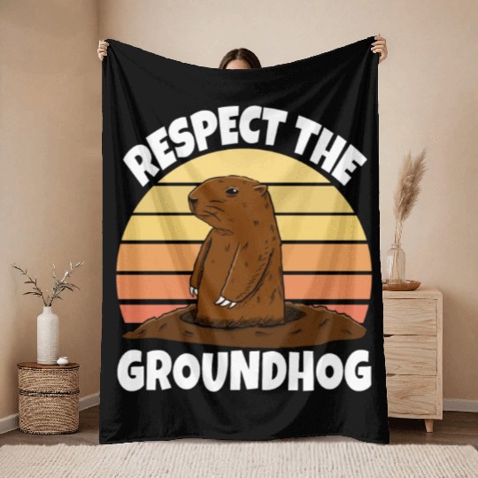 Respect The Groundhog Throw Blankets