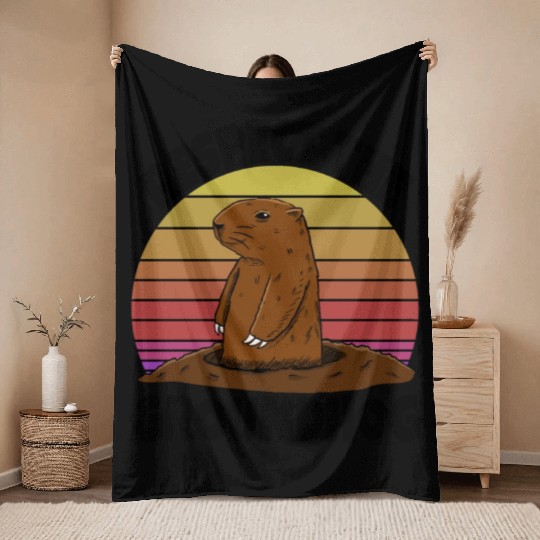 Respect The Groundhog Throw Blankets