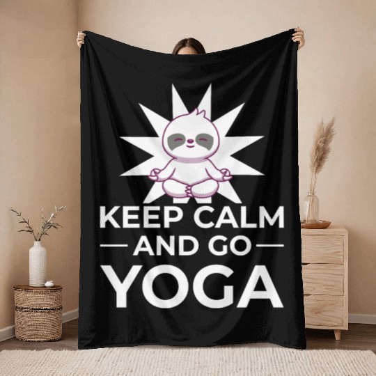 Sloth Sloths, Yoga, Calm Keeo Calm And Go Yoga Throw Blankets