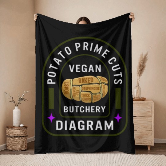 Potato Vegetable Throw Blankets, Potato Prime Cuts Vegan