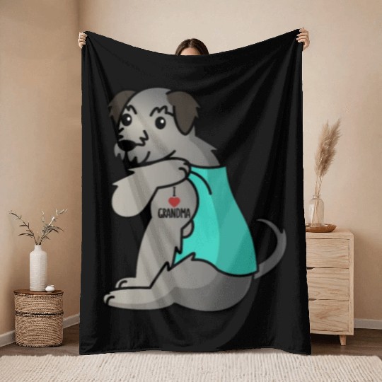 Irish Wolfhound I Love Grandma Throw Blankets