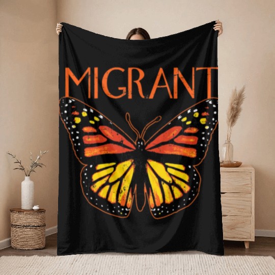 Monarch Butterfly Migration Funny Butterfly Lover Throw Blankets
