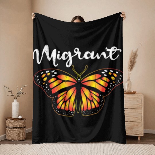 Migrant Monarch Butterfly Lover Cute Butterflies Throw Blankets