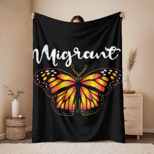Migrant Monarch Butterfly Lover Cute Butterflies Throw Blankets