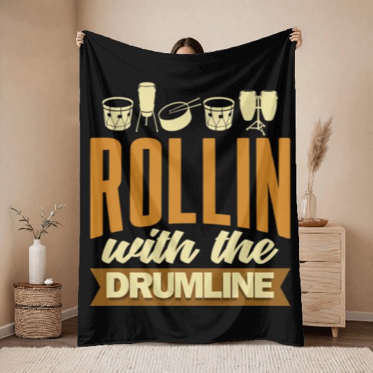 Drumline Mom Throw Blankets Marching Gift Drummer Rolling