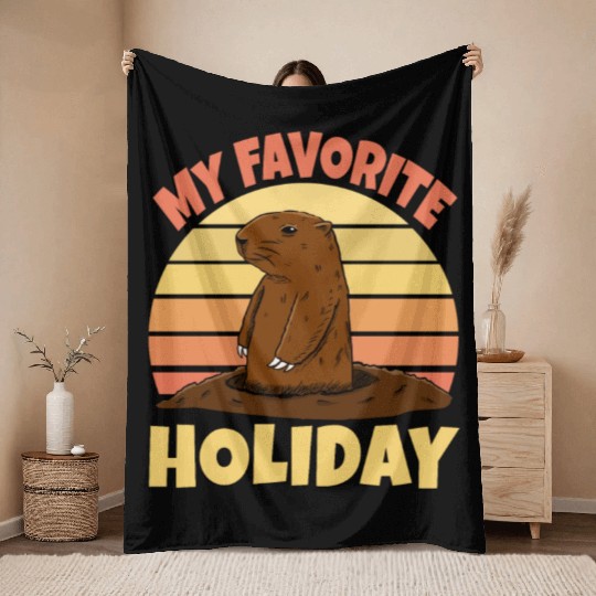 My Favourite Holiday Groundhog Throw Blankets