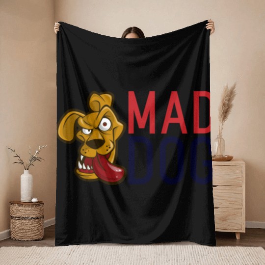 Mad Dog Throw Blankets