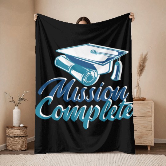 Mission Completed Graduation University Done Missi Throw Blankets