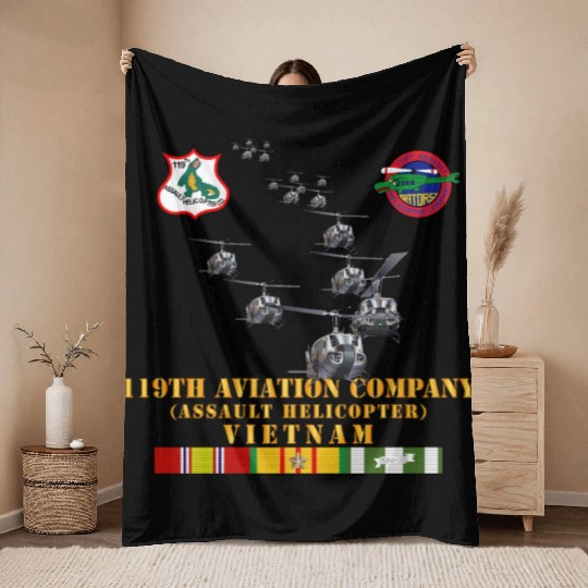Army 119th Aviation Company Assault Helicopter w S Throw Blankets