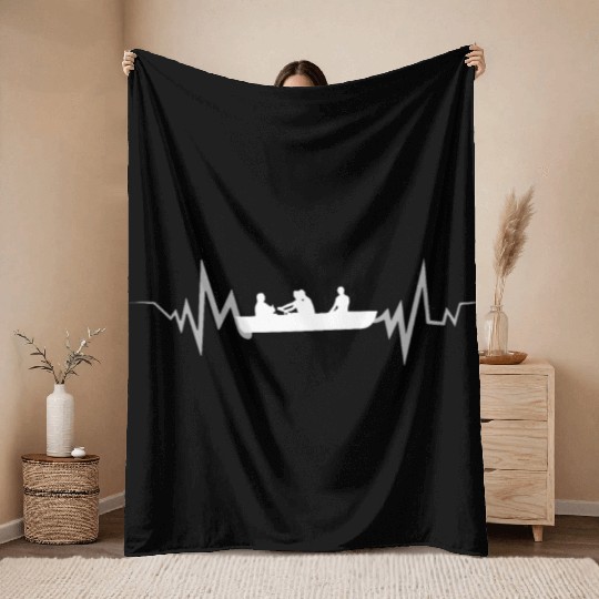 Surfboat Heartbeat EKG heart beat Throw Blankets