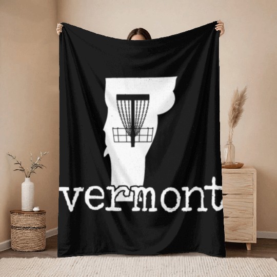 State of Vermont Disc Golf Golfer Golfing Basket Throw Blankets