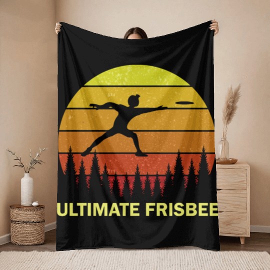 Ultimate Frisbee Disc Golf Flying Players Throw Blankets