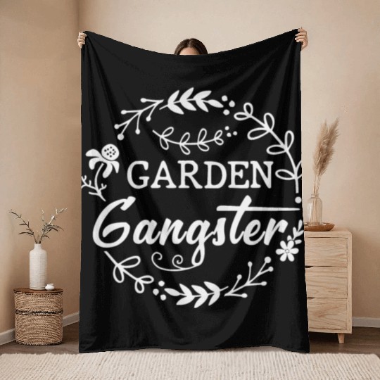 Garden Gangster Gardening typography for Gardeners Throw Blankets
