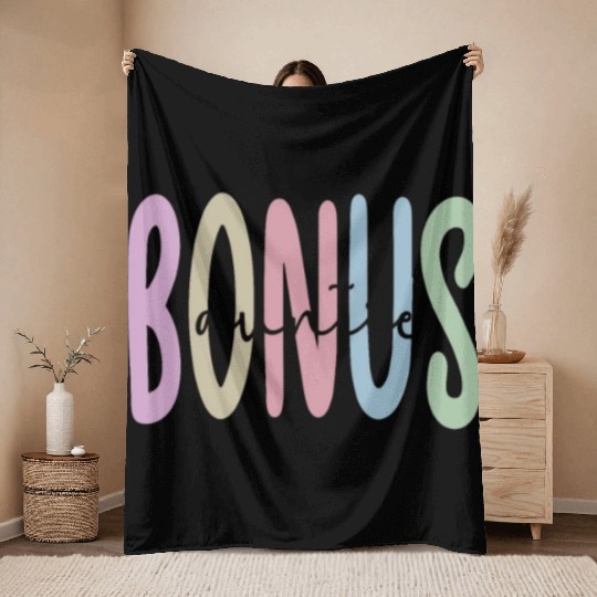 Proud Bonus Auntie Step Aunt Appreciation Gifts Throw Blankets
