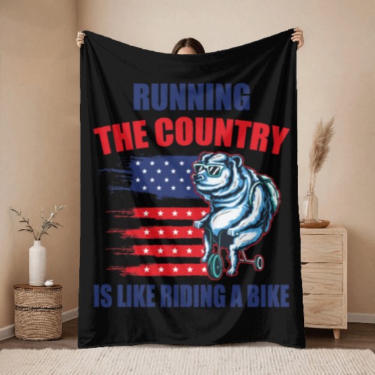Joe Biden Running The Country's Like Riding A Bike Throw Blankets