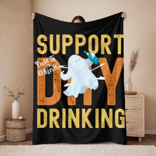 Support Day Drinking Halloween Throw Blankets