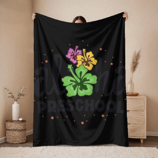 Aloha Preschool Pre-K Teacher First Day Back to Throw Blankets
