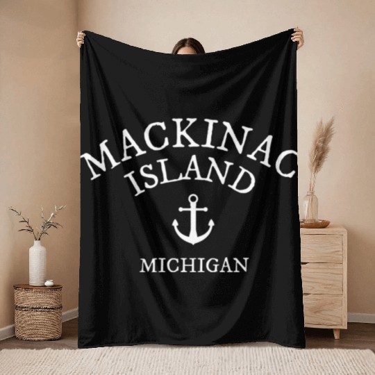 Mackinac Island Michigan Lake Town T Throw Blankets