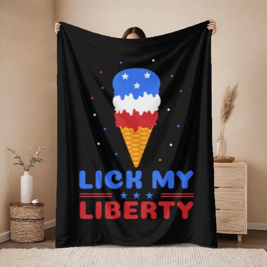 Lick my Liberty 4th of July Ice Cream Throw Blankets