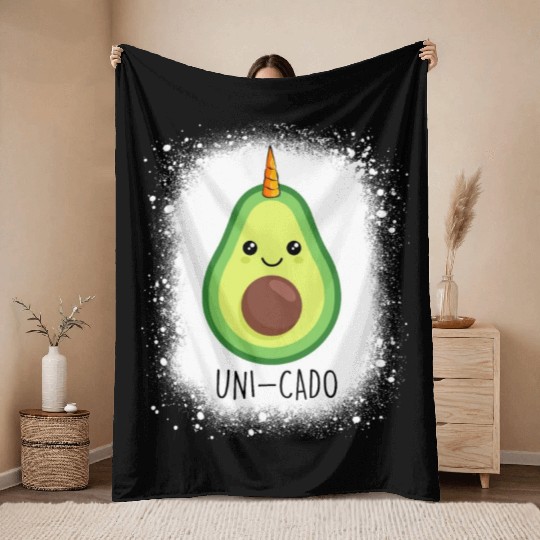 Cute Avocado Unicorn Design Throw Blankets