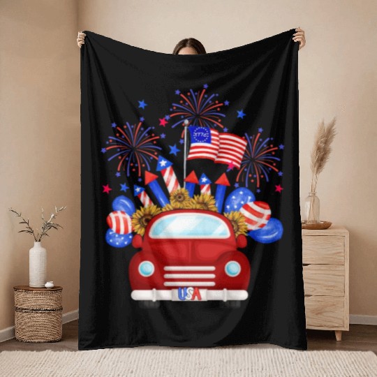 USA 4th of July Party Throw Blankets