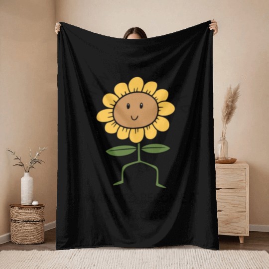 Grow Old Become A Sunflower Throw Blankets